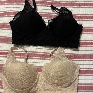 Maidenform Elegant Lace Bralette Set - Black & Blush